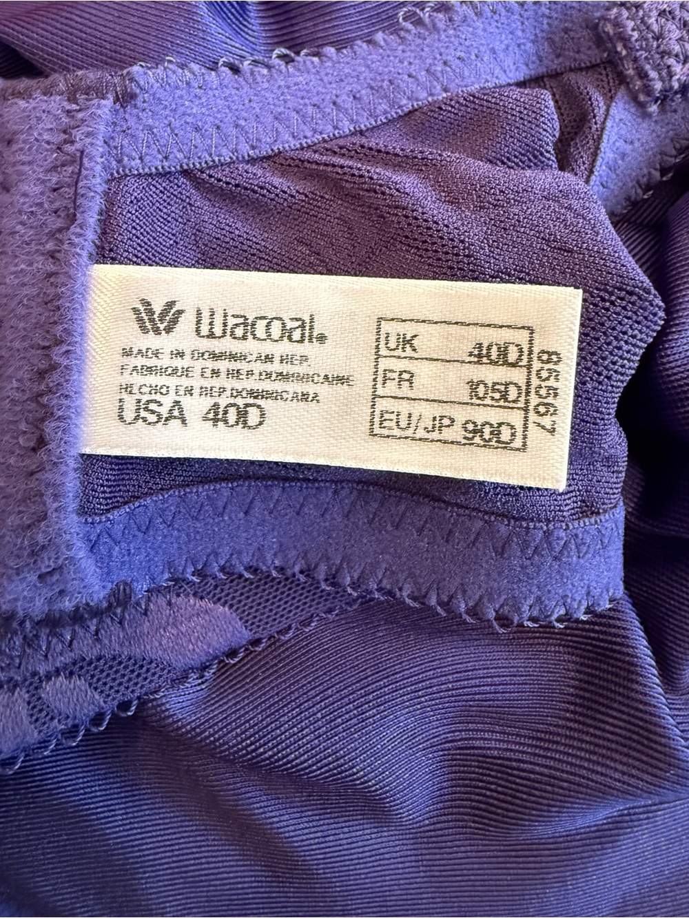 Wacoal Purple Floral Jacquard Underwire  Size 40D NWT - Picture 9 of 12